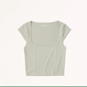 A&F Seamless Fabric Cap Sleeve Tee in Green